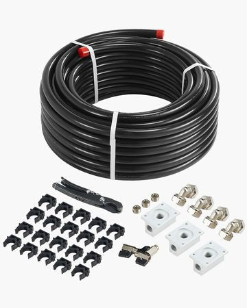 Air Compressor Line Kit, 100FT x 3/4", HDPE-Aluminum Compressed Air Piping System, Leak-Proof, Pressure-Resistant & Easy-to-Install, Compressed Air Line Tubing Kit for Garages Workshops, Black