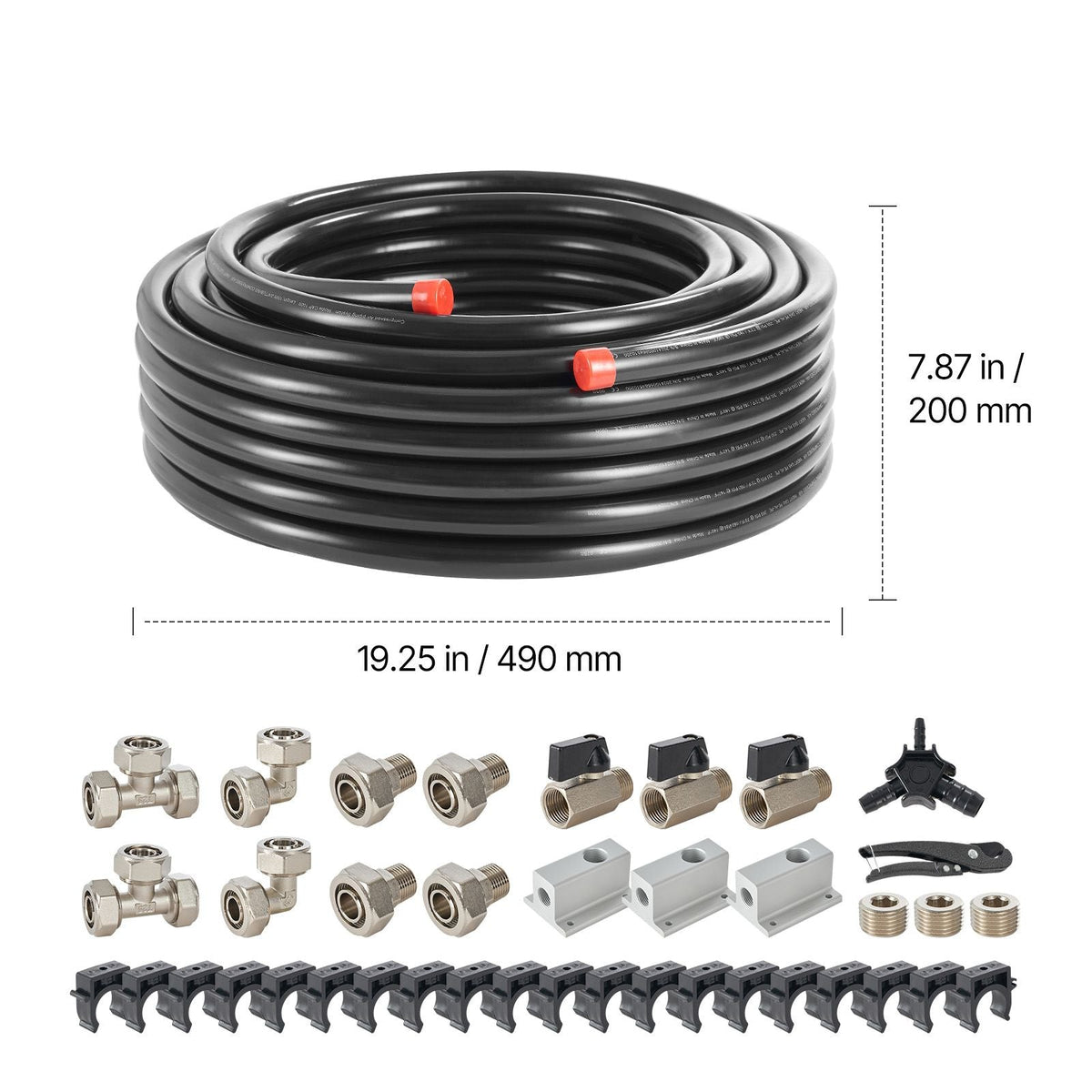 Air Compressor Line Kit, 100FT x 3/4", HDPE-Aluminum Compressed Air Piping System, Leak-Proof, Pressure-Resistant & Easy-to-Install, Compressed Air Line Tubing Kit for Garages Workshops, Black