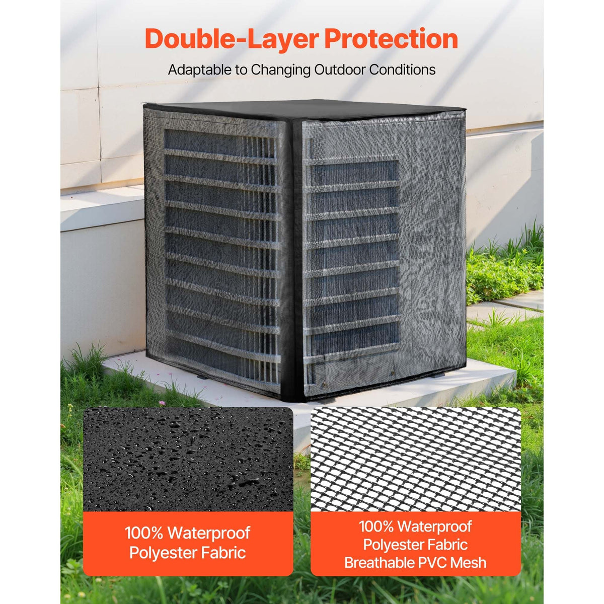 Air Conditioner Cover, 28 x 28 x 32 inch Ac Cover for Air Conditioning Unit, Dual-Layer, Detachable Canopy,Waterproof Polyester, Universal HVAC Protector for Outdoor Outside Ac Unit, Black