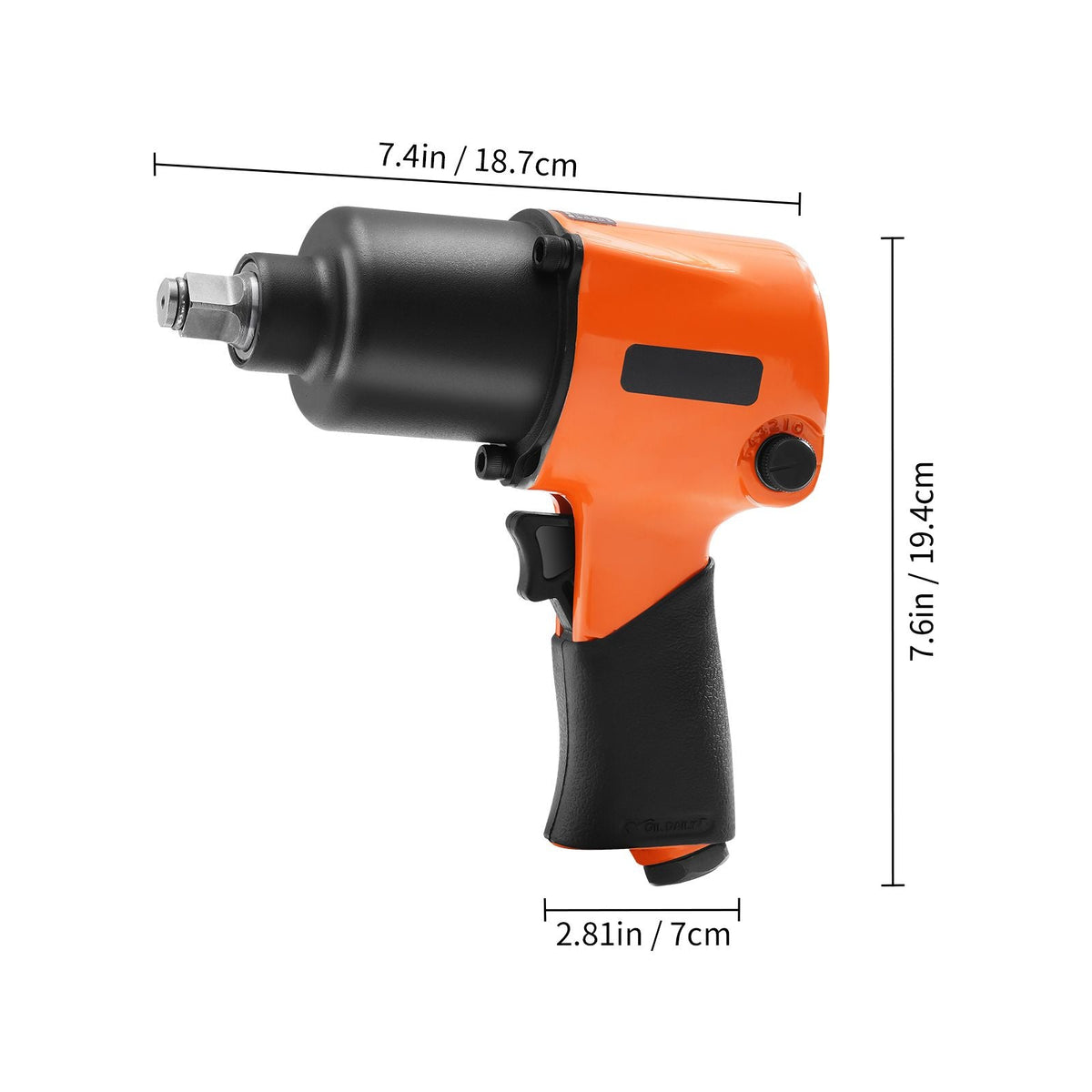 Air Impact Wrench, 1/2" Drive Air Impact Gun Up to 880ft-lbs Nut-busting Torque, 7500RPM Lightweight Pneumatic Tool for Auto Repairs and Maintenance