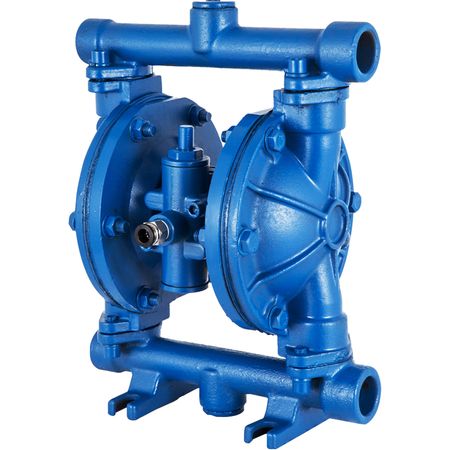 Air-Operated Double Diaphragm Pump, 1/2 in Inlet & Outlet, Cast Iron Body, 3 GPM & Max 90 PSI, Nitrile Diaphragm Pneumatic Transfer Pump for Petroleum, Diesel, Oil & Low Viscosity Fluids