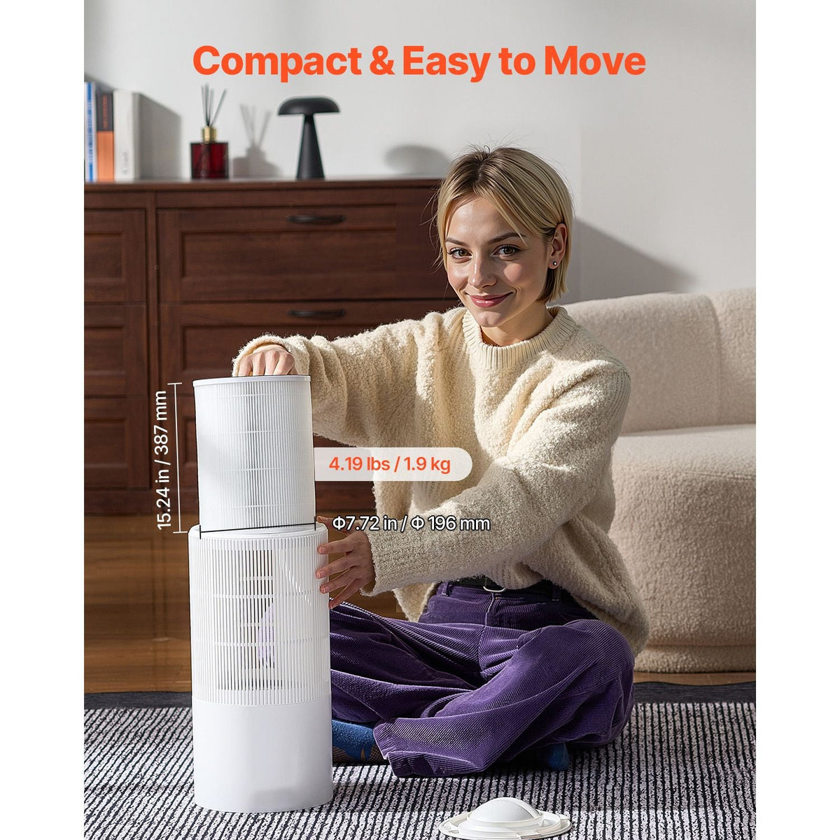 Air Purifier, H11 HEPA Layer, 1100 ft²/h Smart Air Purifier with Speed Control & Child Lock Guard, Efficient Air Cleaner with Convenient Touch Panel & 25 dB Sleep Mode, Fit for Home & Office