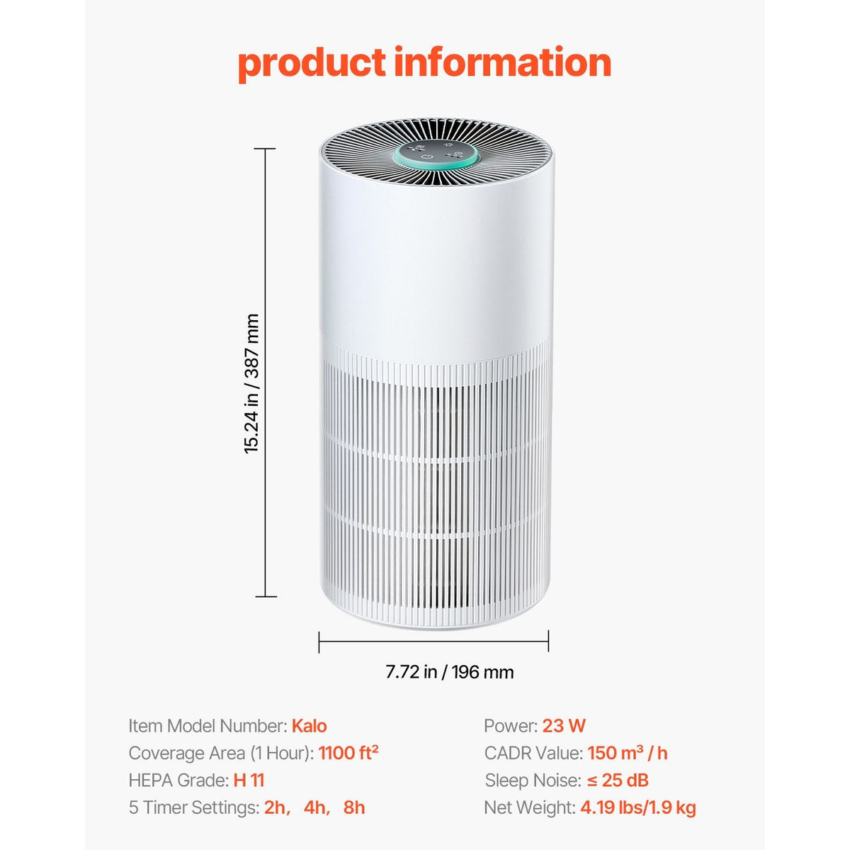 Air Purifier, H11 HEPA Layer, 1100 ft²/h Smart Air Purifier with Speed Control & Child Lock Guard, Efficient Air Cleaner with Convenient Touch Panel & 25 dB Sleep Mode, Fit for Home & Office