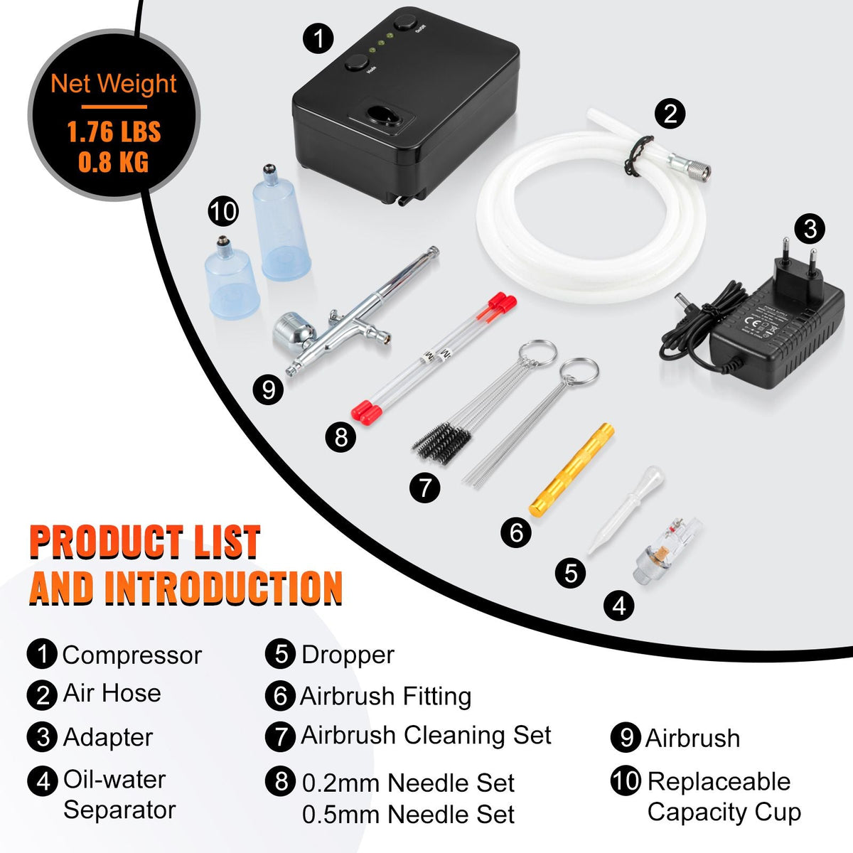 Airbrush Kit, Portable Airbrush Set with Compressor, Airbrushing System Kit with Multi-Purpose Dual-Action Gravity Feed Airbrushes, Art Nail Cookie Tattoo Makeup