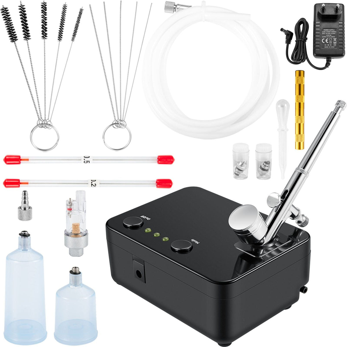 Airbrush Kit, Portable Airbrush Set with Compressor, Airbrushing System Kit with Multi-Purpose Dual-Action Gravity Feed Airbrushes, Art Nail Cookie Tattoo Makeup