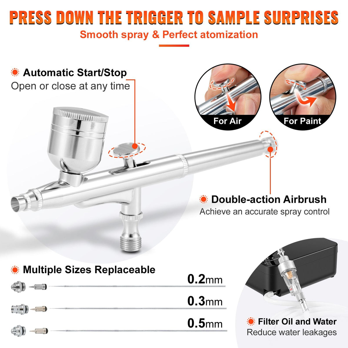 Airbrush Kit, Portable Airbrush Set with Compressor, Airbrushing System Kit with Multi-Purpose Dual-Action Gravity Feed Airbrushes, Art Nail Cookie Tattoo Makeup