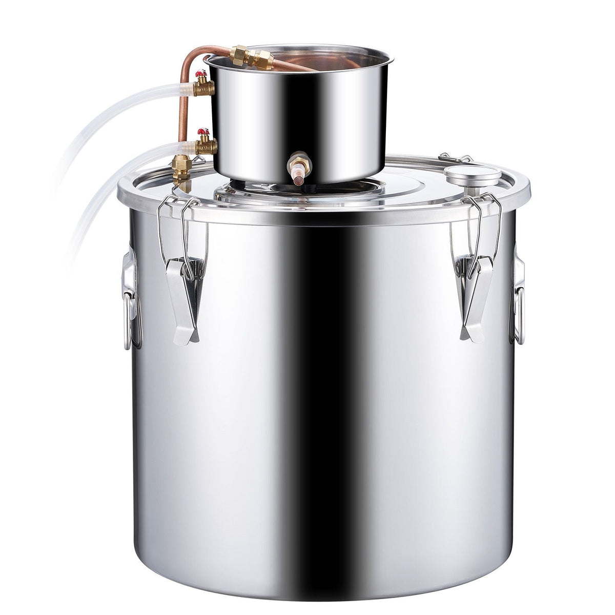 Alcohol Still, 13.2 Gal / 50 L Stainless Steel Water Alcohol Distiller with Copper Coil, Home Brewing Refining Fermentation Kit with Thermometer & Pump, for Wine Whisky Brandy, Silver