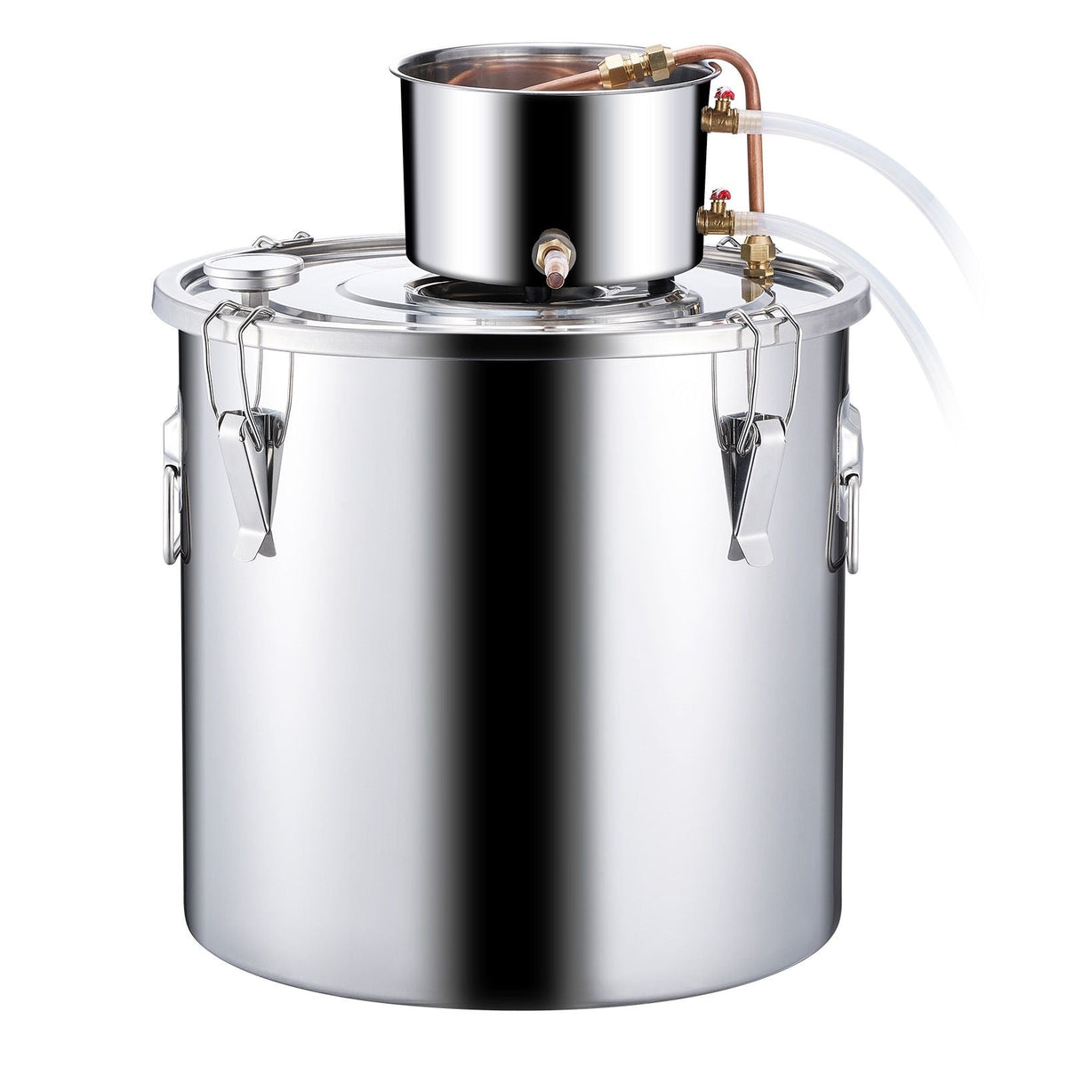 Alcohol Still, 13.2 Gal / 50 L Stainless Steel Water Alcohol Distiller with Copper Coil, Home Brewing Refining Fermentation Kit with Thermometer & Pump, for Wine Whisky Brandy, Silver