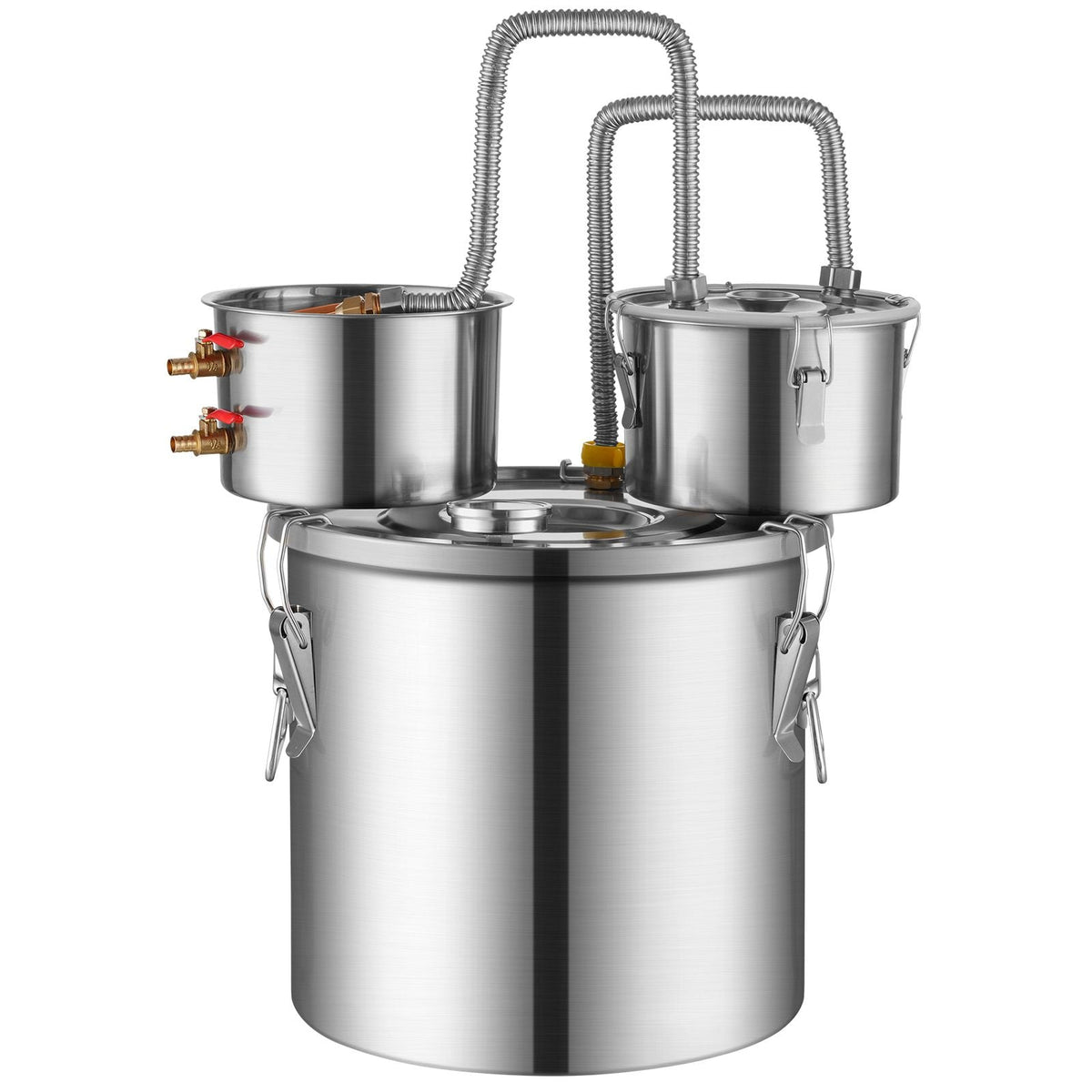 Alcohol Still, 8 Gal / 30 L Stainless Steel Water Alcohol Distiller with Copper Coil for Fast Cooling, Dual Condenser Distiller Kit with Secondary Distillation, for Wine Whisky Brandy, Silver