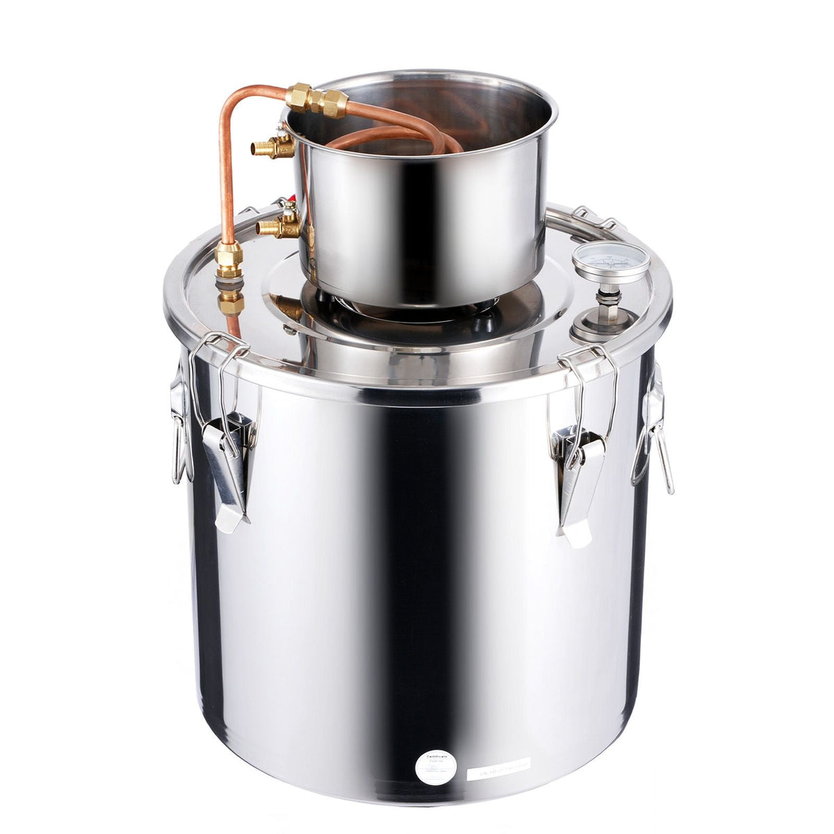 Alcohol Still, 8 Gal / 30 L Stainless Steel Water Alcohol Distiller with Copper Coil, Home Brewing Refining Fermentation Kit with Thermometer & Pump, for Wine Whisky Brandy, Silver