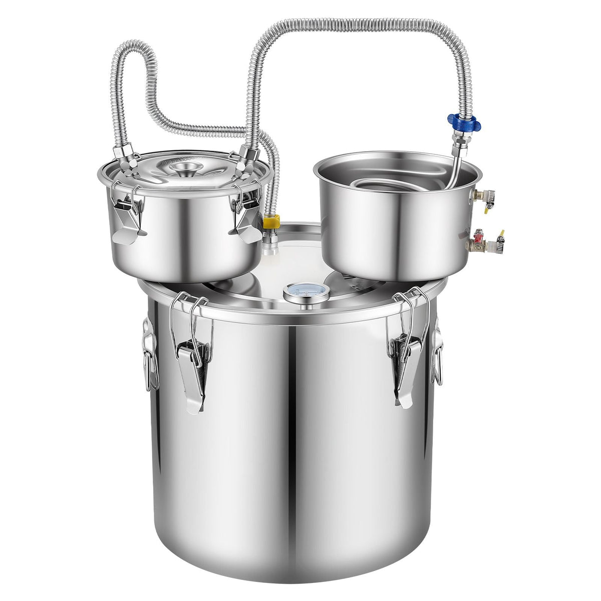 Alcohol Still, 8 GAL/ 30L Alcohol Distiller with Thumper Keg, Dual-scale Thermometer, and Water Pump, Home Brewing Kit for DIY Whiskey Wine Brandy