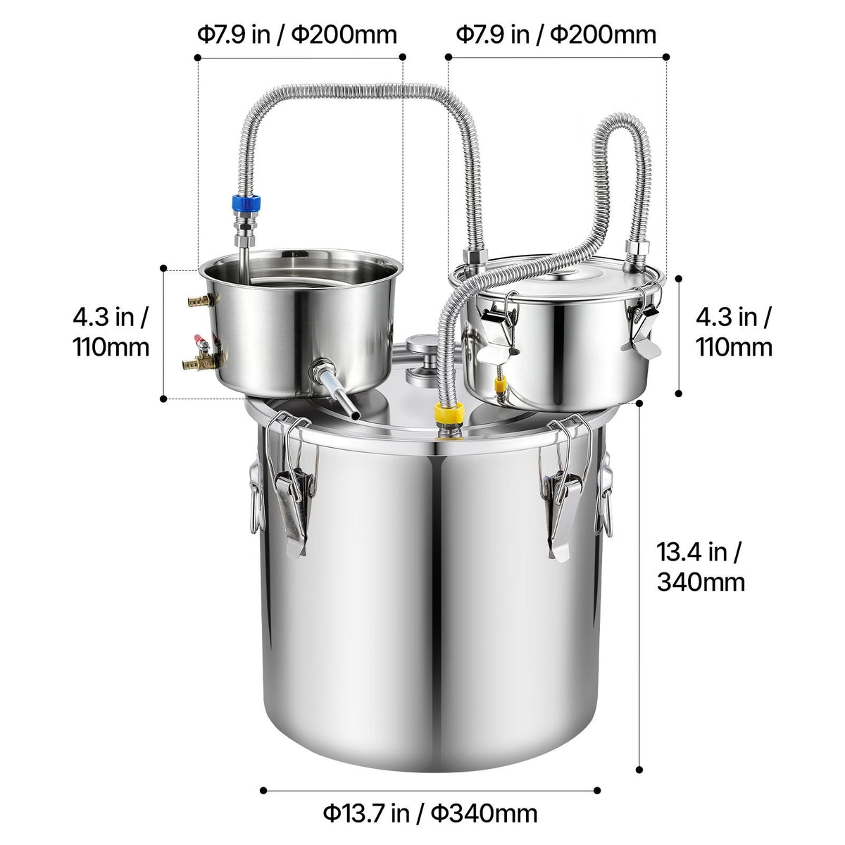 Alcohol Still, 8 GAL/ 30L Alcohol Distiller with Thumper Keg, Dual-scale Thermometer, and Water Pump, Home Brewing Kit for DIY Whiskey Wine Brandy