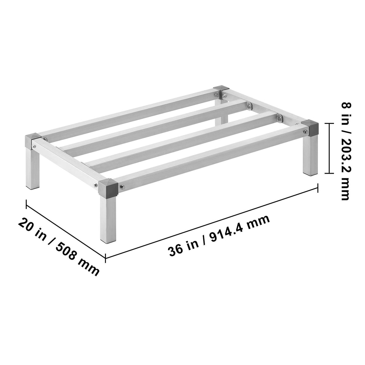 Aluminum Dunnage Rack, 36' x 20' Commercial Food Floor Rack, 8' Off the Floor, 1000 lbs Capacity All-Welded Aluminum Storage Rack, for Storage in Restaurants, Kitchens, Garages and Vehicles