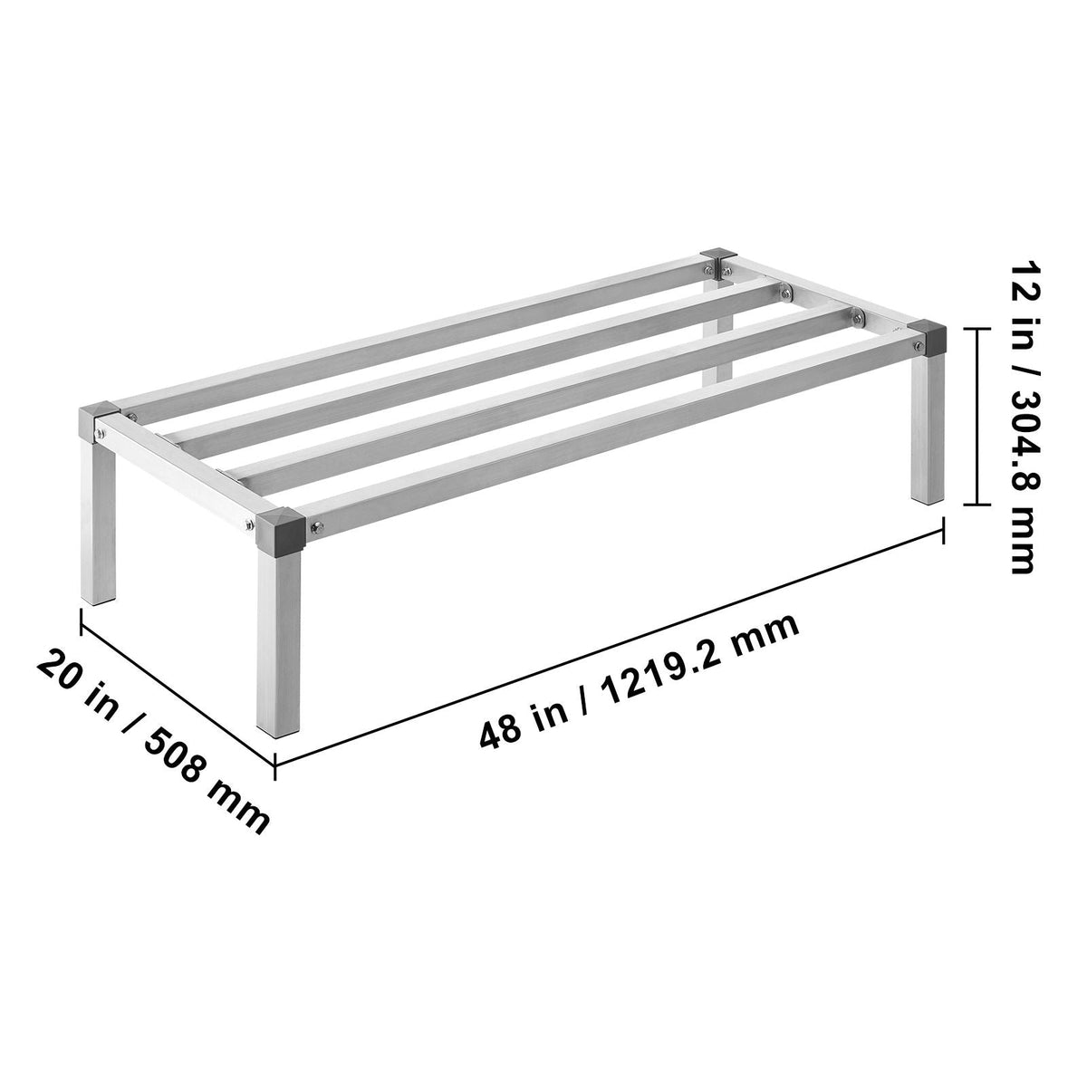 Aluminum Dunnage Rack, 48' x 20' Commercial Food Floor Rack, 12' Off the Floor, 1000 lbs Capacity All-Welded Aluminum Storage Rack, for Storage in Restaurants, Kitchens, Garages and Vehicles