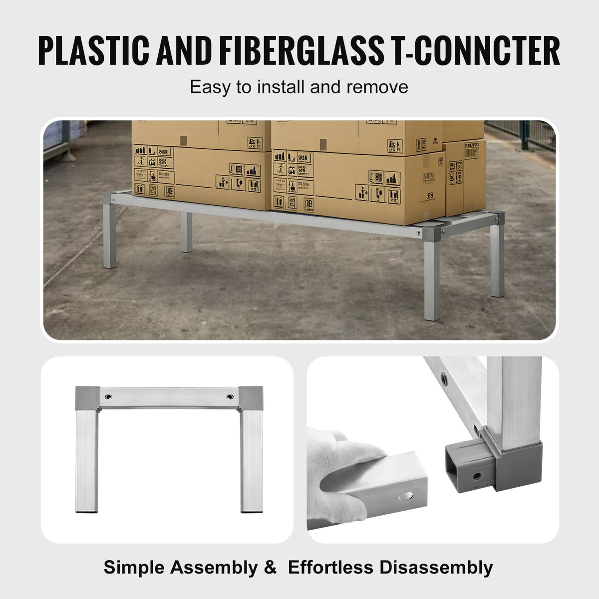 Aluminum Dunnage Rack, 60' x 20' Commercial Food Floor Rack, 12' Off the Floor, 1000 lbs Capacity All-Welded Aluminum Storage Rack, for Storage in Restaurants, Kitchens, Garages and Vehicles