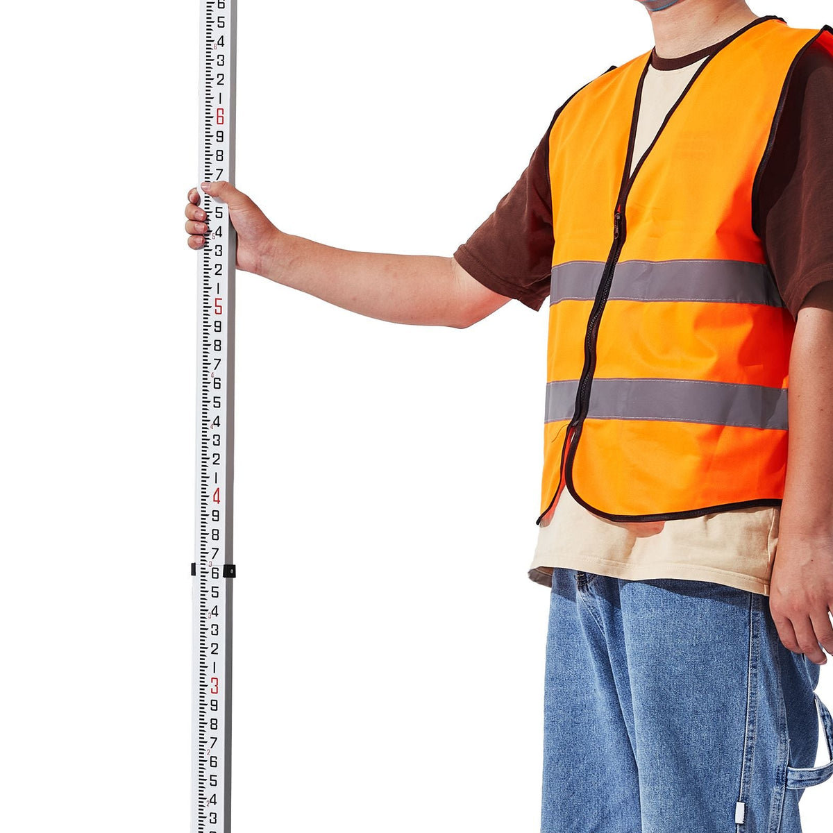 Aluminum Grade Rod, 20-Feet/10ths 6 Sections Telescopic Measuring Rod,Double-Sided Scale 1/10ft Leveling Rod Stick, Aluminum Alloy Survey Rod w/ Bubble Level &Carrying Bag for Houses,Walls,Floor