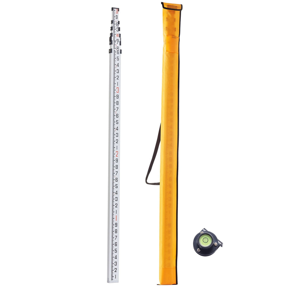 Aluminum Grade Rod, 20-Feet/10ths 6 Sections Telescopic Measuring Rod,Double-Sided Scale 1/10ft Leveling Rod Stick, Aluminum Alloy Survey Rod w/ Bubble Level &Carrying Bag for Houses,Walls,Floor