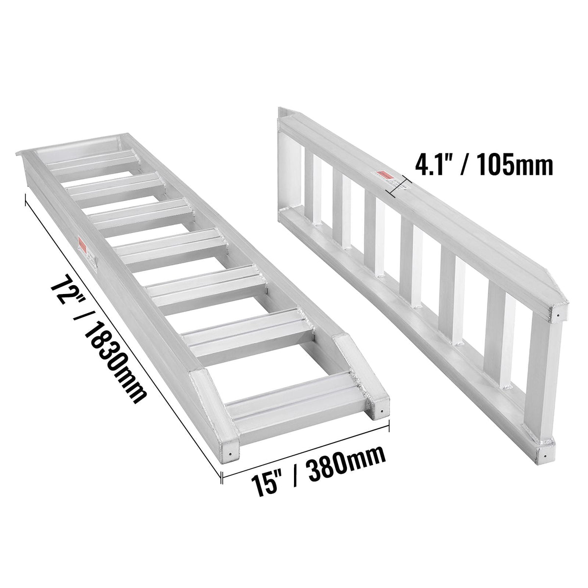 Aluminum Ramps, 8810 lbs, Heavy-duty Ramps with Top Hook Attaching End, Universal Loading Ramp for Motorcycle, Tractor, ATV/UTV, Trucks, Lawn Mower, 72"L x 15"W, 2Pcs