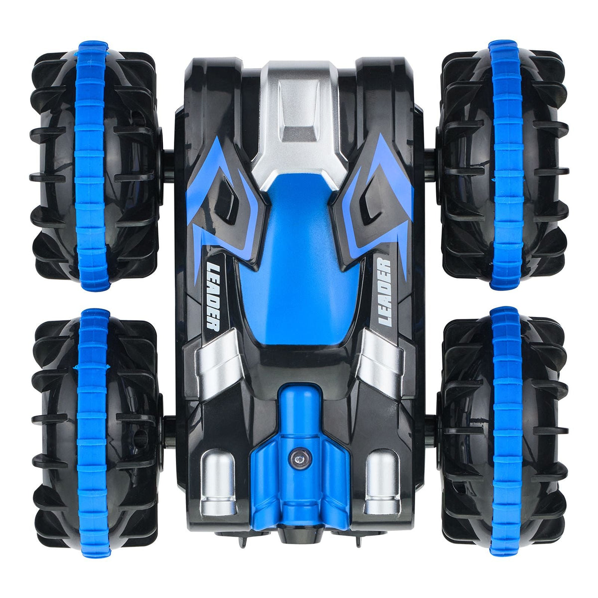 Amphibious Remote Control Car Boat, 2.4GHz 12 km/h, 4WD Waterproof RC Car for Kids, 360° Rotating Stunt Car with 2 Batteries, All Terrain Water Beach Pool Toy for 6+ Year Old Boys Girls, Blue