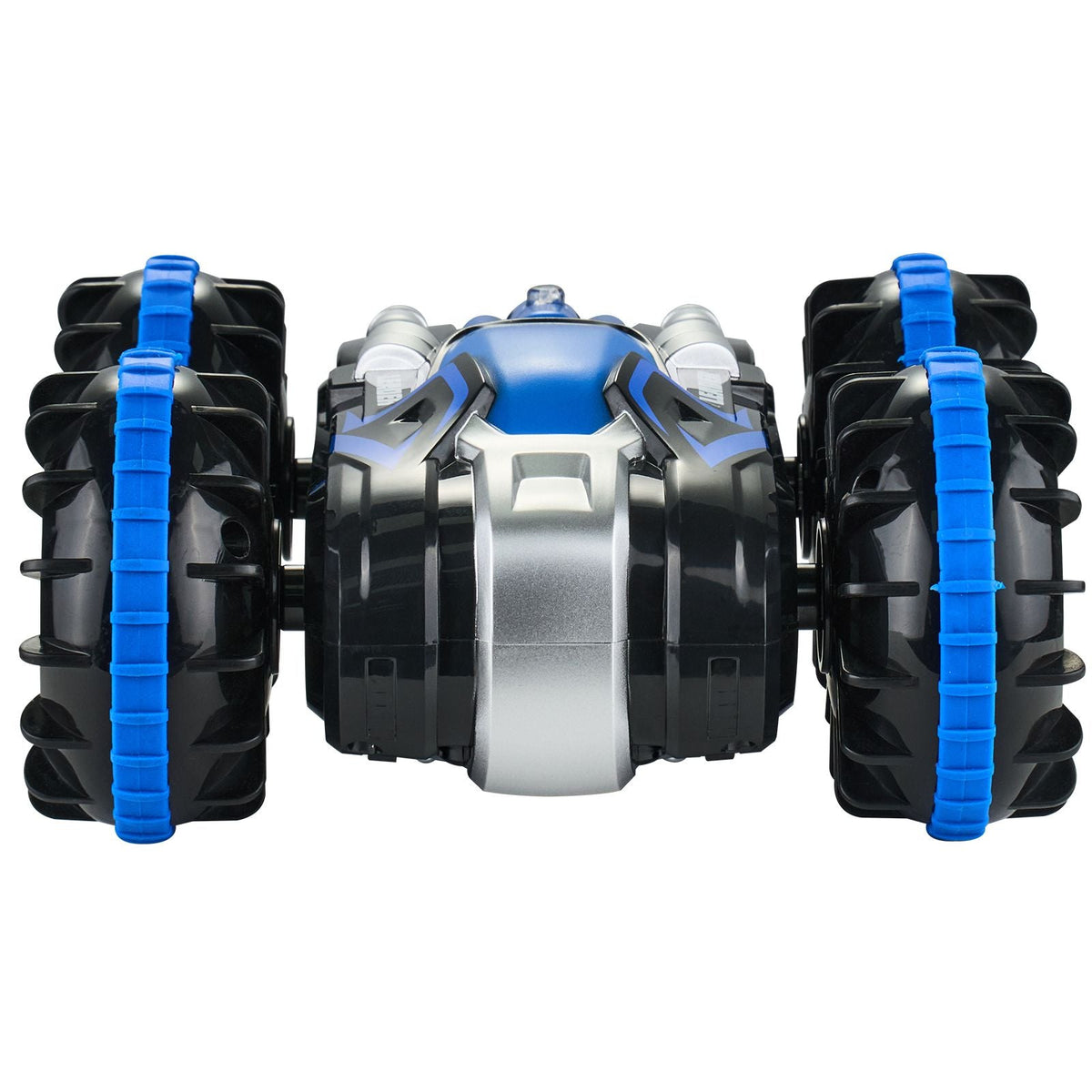 Amphibious Remote Control Car Boat, 2.4GHz 12 km/h, 4WD Waterproof RC Car for Kids, 360° Rotating Stunt Car with 2 Batteries, All Terrain Water Beach Pool Toy for 6+ Year Old Boys Girls, Blue