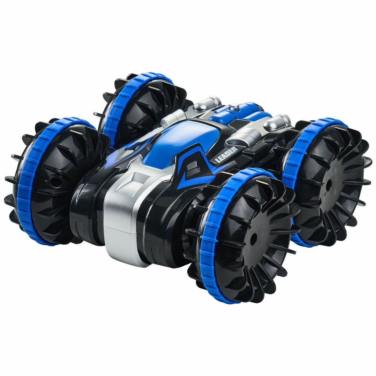 Amphibious Remote Control Car Boat, 2.4GHz 12 km/h, 4WD Waterproof RC Car for Kids, 360° Rotating Stunt Car with 2 Batteries, All Terrain Water Beach Pool Toy for 6+ Year Old Boys Girls, Blue