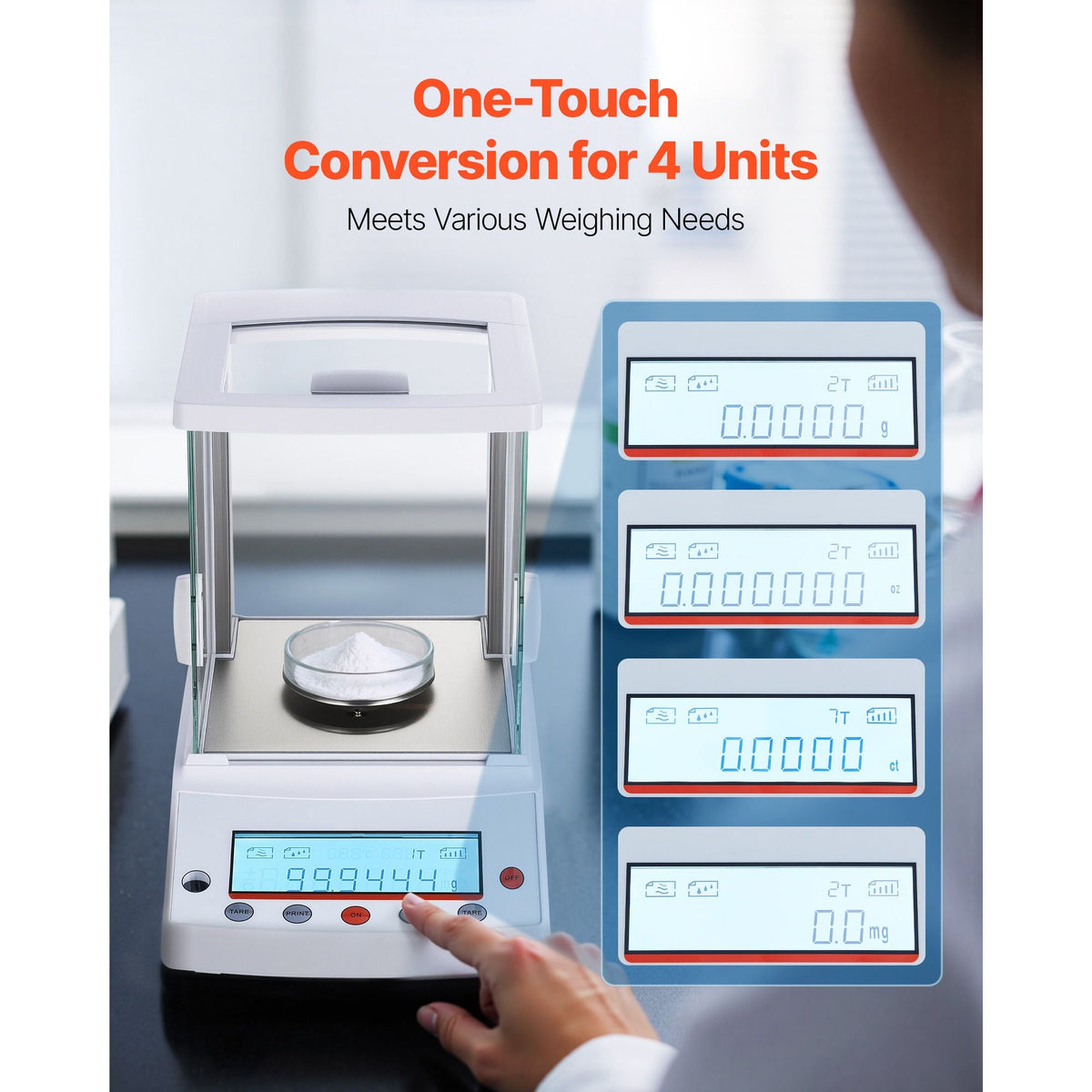 Analytical Balance, 120 g x 0.1 mg, 0.0001 g High Precision Accuracy Lab Scale, g/oz/ct/mg 4 Units Electronic Digital Analytical Balance with Glass Draft Shield, for Laboratory Jewelry Pharmacy