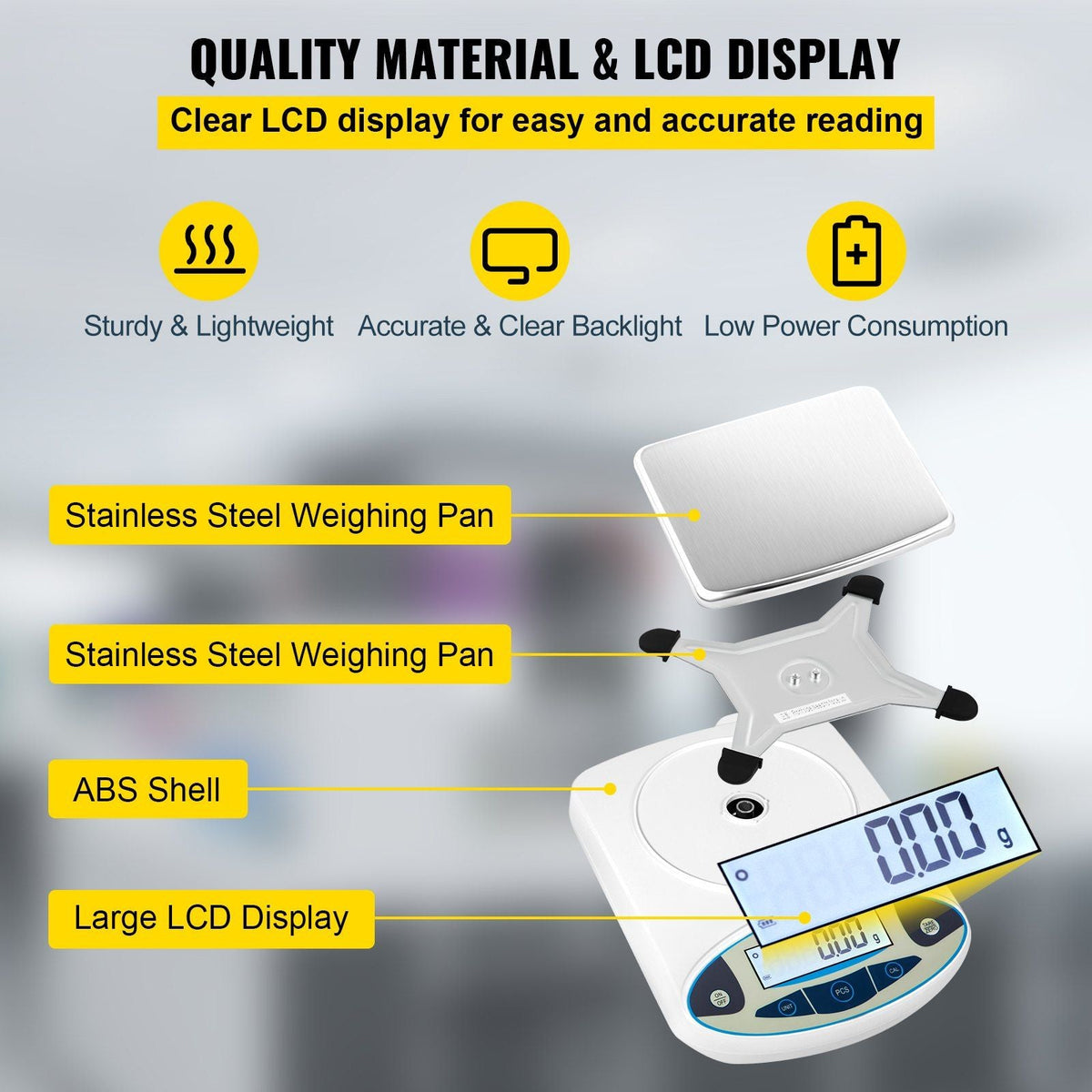 Analytical Balance, 5000g x 0.01g Accuracy Lab Scale, High Precision Electronic Analytical Balance, 13 Units Conversion, Counting Function, LCD Display, for Lab University Jewelry