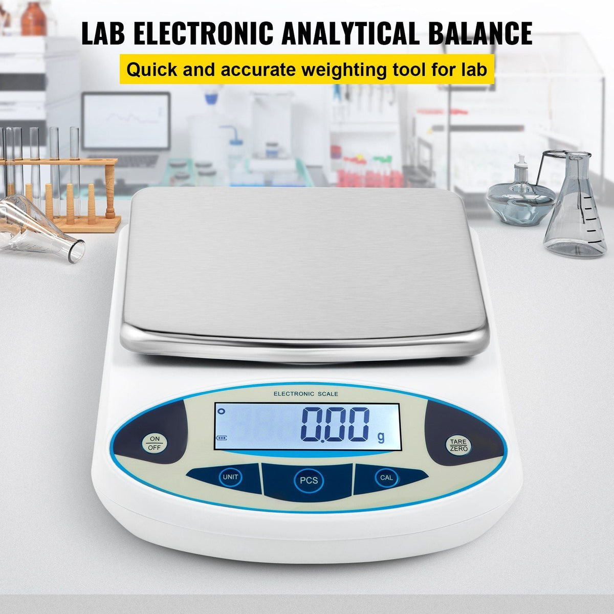 Analytical Balance, 5000g x 0.01g Accuracy Lab Scale, High Precision Electronic Analytical Balance, 13 Units Conversion, Counting Function, LCD Display, for Lab University Jewelry