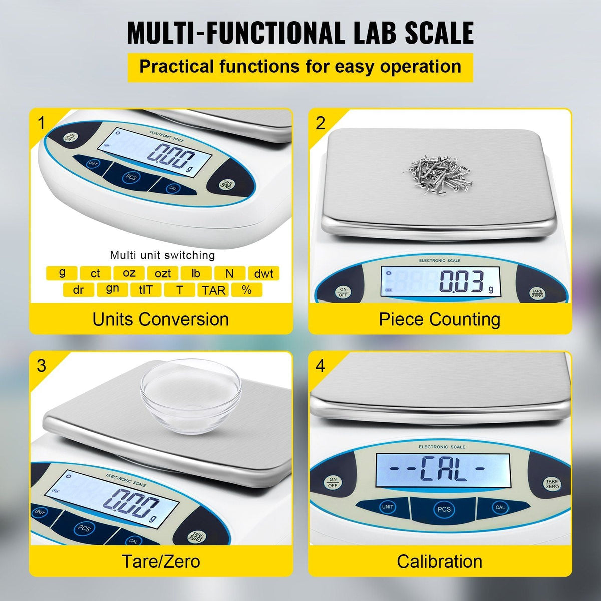 Analytical Balance, 5000g x 0.01g Accuracy Lab Scale, High Precision Electronic Analytical Balance, 13 Units Conversion, Counting Function, LCD Display, for Lab University Jewelry