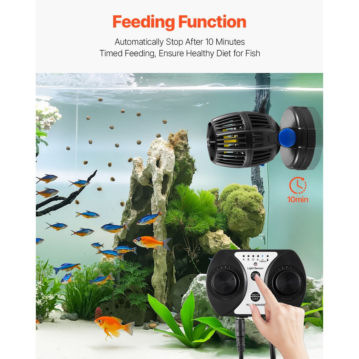 Aquarium Wave Maker, 10W, 1057 GPH Quiet and Strong DC Powerhead, Adjustable Fish Tank Circulation Pump with Controller, Strong Magnetic Base, 360° Rotating Wavemaker, for Freshwater Saltwater
