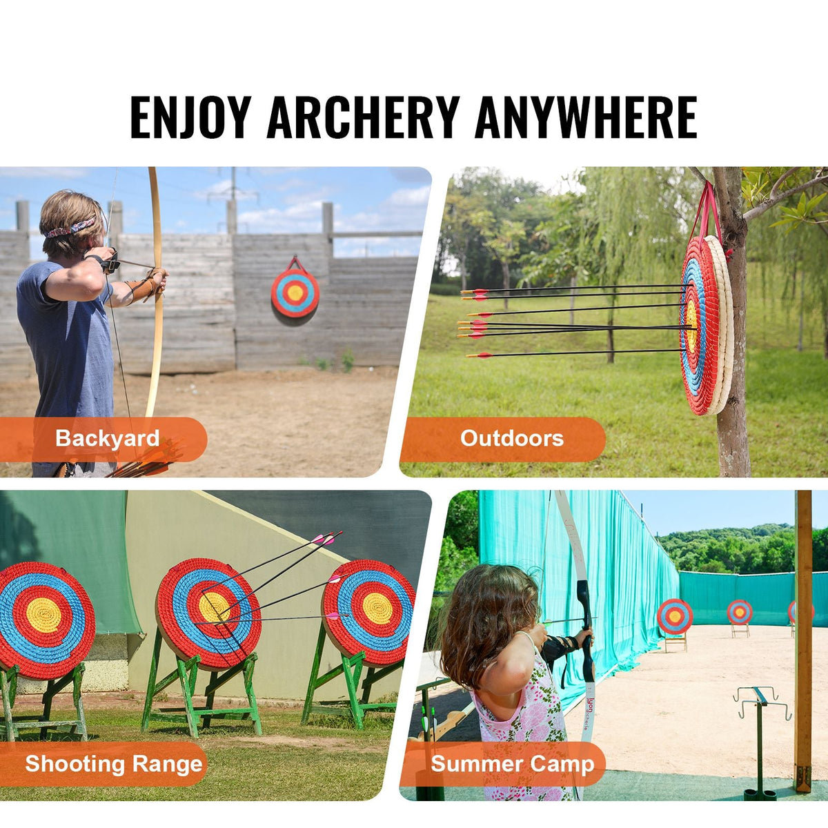 Archery Target, 3 Layers 20" Arrow Target, Traditional Solid Straw Round Archery Target Shooting Bow, Hand-Made Arrows Target, Coloured Rope Target for Backyard Outdoor Hunting Shooting Practice