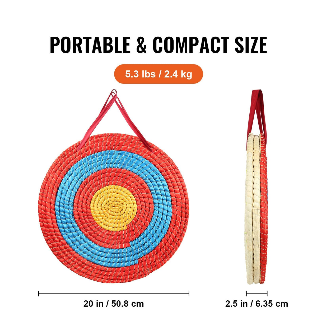 Archery Target, 3 Layers 20" Arrow Target, Traditional Solid Straw Round Archery Target Shooting Bow, Hand-Made Arrows Target, Coloured Rope Target for Backyard Outdoor Hunting Shooting Practice