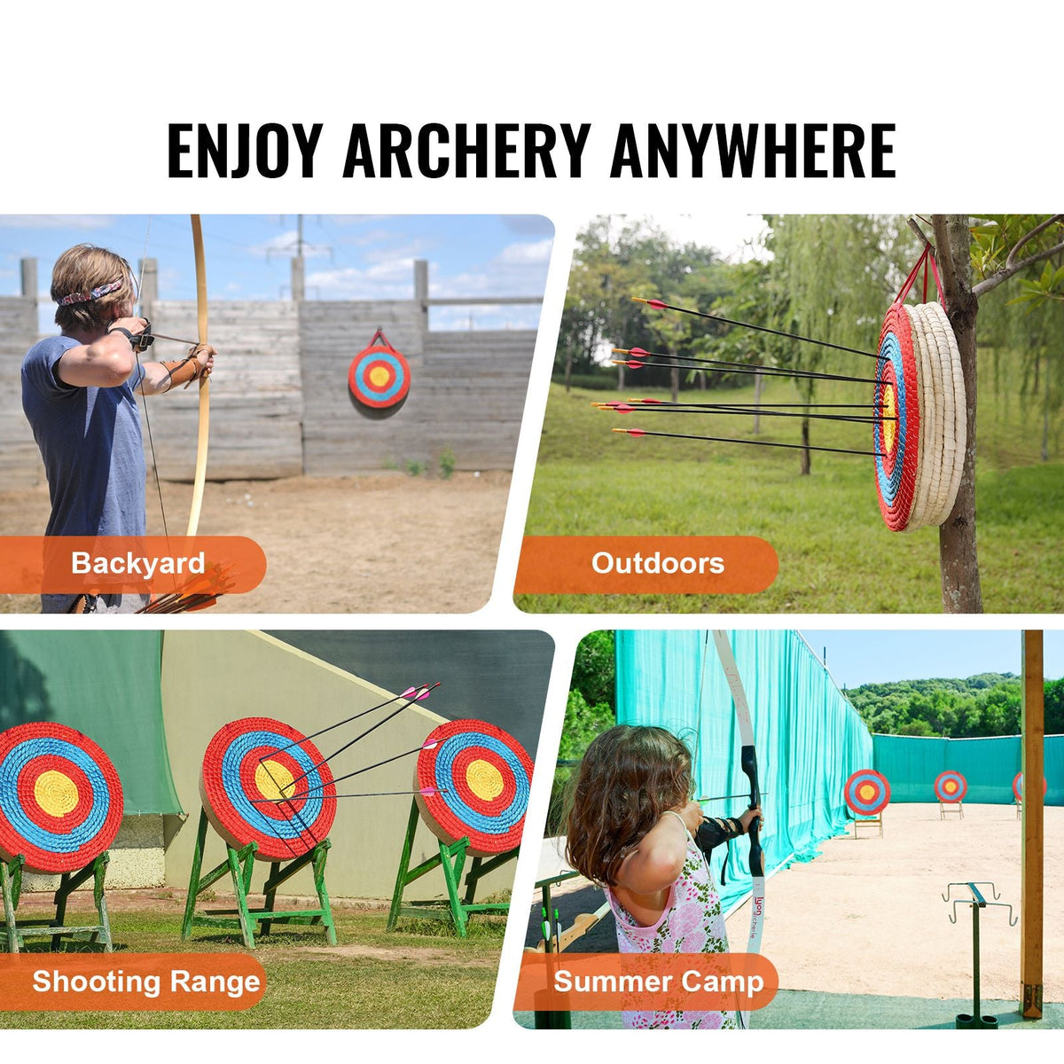 Archery Target, 5 Layers 20" Arrow Target, Traditional Solid Straw Round Archery Target Shooting Bow, Hand-Made Arrows Target, Coloured Rope Target for Backyard Outdoor Hunting Shooting Practice