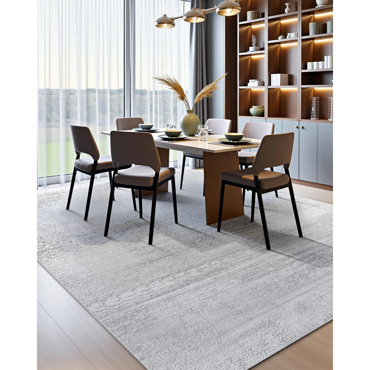 Area Rug, 10 x 14 ft Large Washable Rug, Non-Slip and Tear-Resistant Soft Carpet, Pet & Child Friendly Modern Area Rugs, Indoor Mat for Bedroom, Office, Living Room, Kids Room, Entryway, Gray