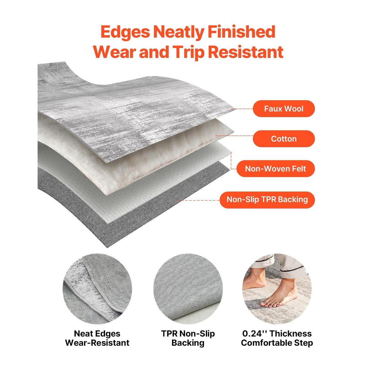 Area Rug, 10 x 14 ft Large Washable Rug, Non-Slip and Tear-Resistant Soft Carpet, Pet & Child Friendly Modern Area Rugs, Indoor Mat for Bedroom, Office, Living Room, Kids Room, Entryway, Gray