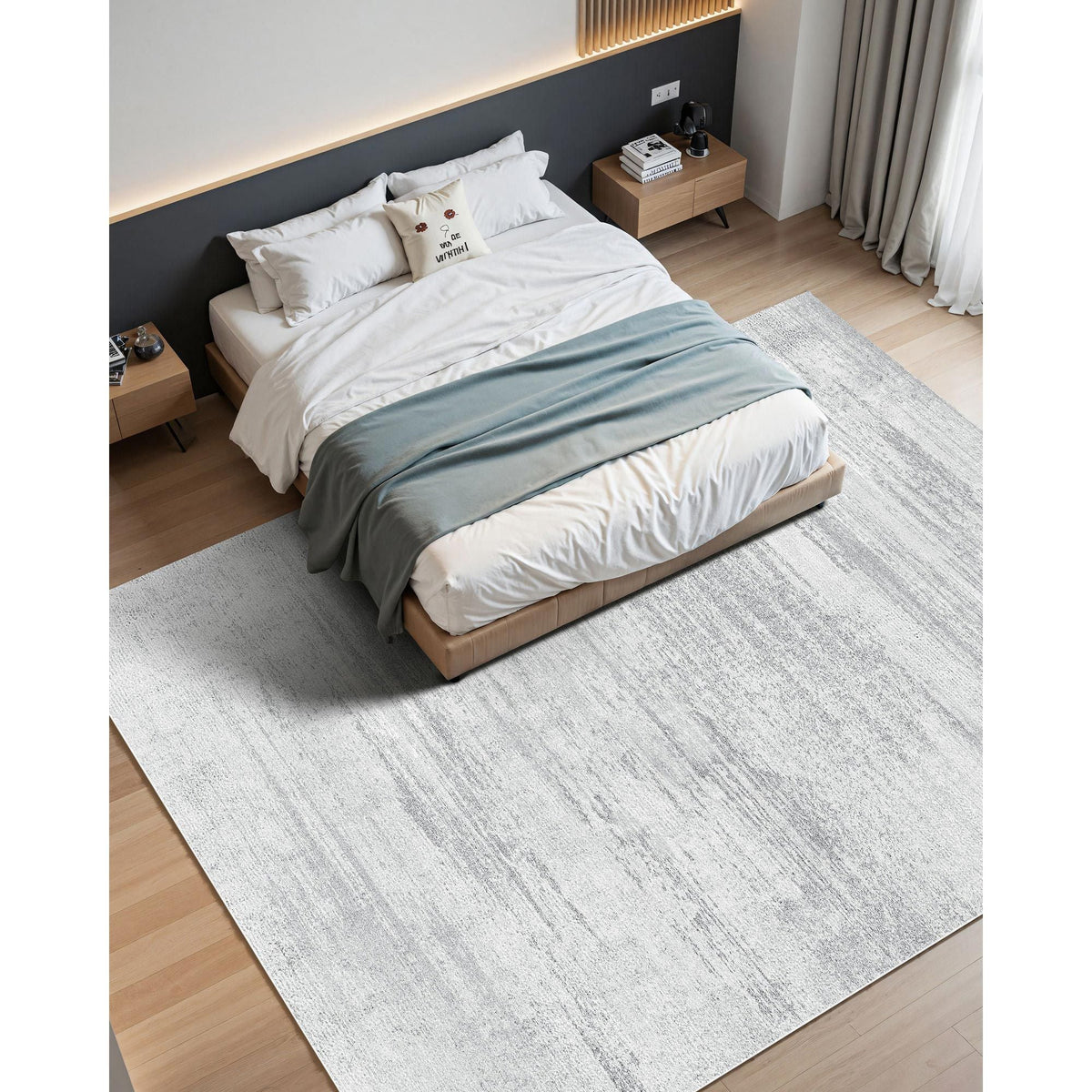 Area Rug, 10 x 14 ft Large Washable Rug, Non-Slip and Tear-Resistant Soft Carpet, Pet & Child Friendly Modern Area Rugs, Indoor Mat for Bedroom, Office, Living Room, Kids Room, Entryway, Gray