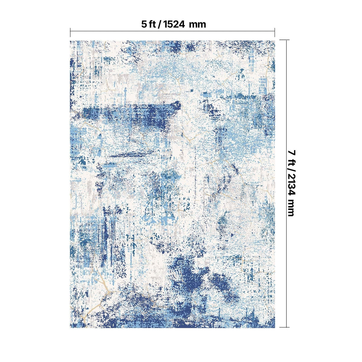 Area Rug, 5 x 7 ft Large Washable Rug, Non-Slip and Tear-Resistant Soft Carpet, Pet & Child Friendly Modern Area Rugs, Indoor Mat for Bedroom, Office, Living Room, Kids Room, Entryway, Blue