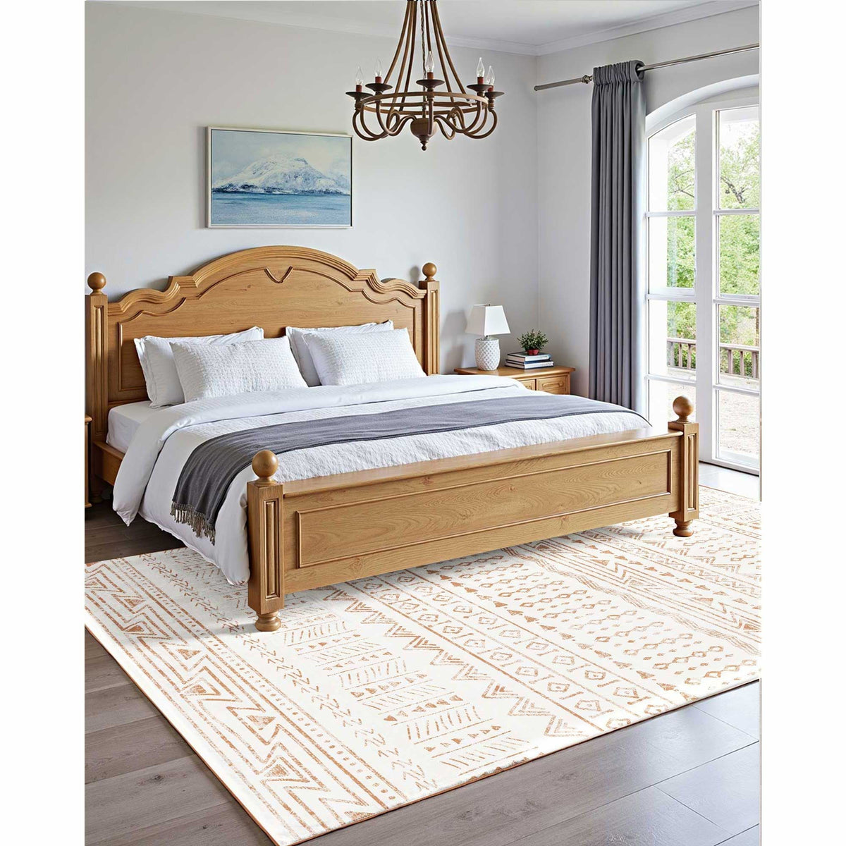 Area Rug, 5 x 8 ft Large Washable Rug, Non-Slip and Tear-Resistant Soft Carpet, Pet & Child Friendly Modern Area Rugs, Indoor Mat for Bedroom, Office, Living Room, Kids Room, Entryway, Beige