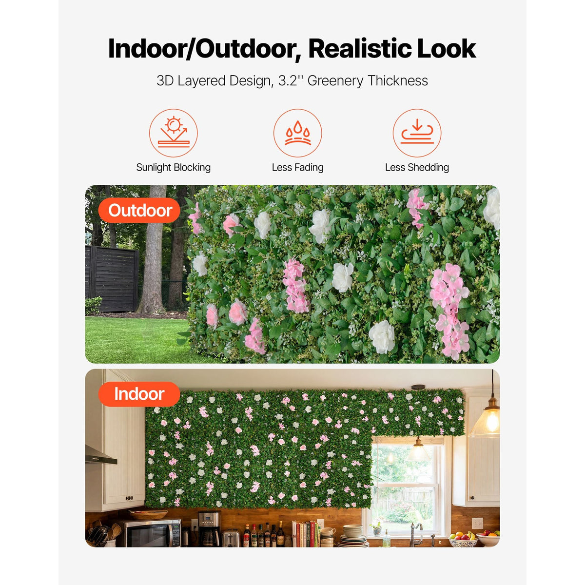 Artificial Luxury Flower Wall Backdrop, 2 PCS, Each Panel 2 x 8 ft, Gorgeous 3D Silk Floral Backdrop Pet Friendly, Easy Installation Flower Wall Panel for Wedding, Event, Party and Home Decor