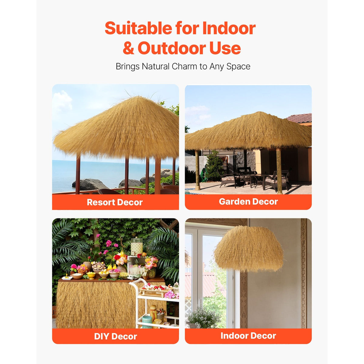 Artificial Thatch Grass Roof, 1.6 x 19.7 ft Tiki Bar Hut Thatch Roofing Roll, Waterproof & Fire-Resistant, Palapa Tiki Roof Mat for Patio Pool Beach Tropical Hawaiian Party Décor