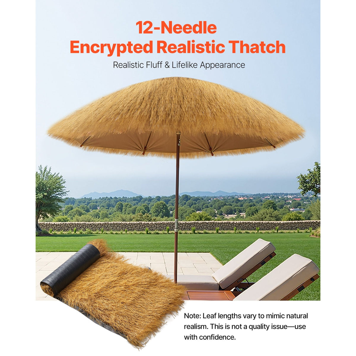 Artificial Thatch Grass Roof, 1.6 x 19.7 ft Tiki Bar Hut Thatch Roofing Roll, Waterproof & Fire-Resistant, Palapa Tiki Roof Mat for Patio Pool Beach Tropical Hawaiian Party Décor