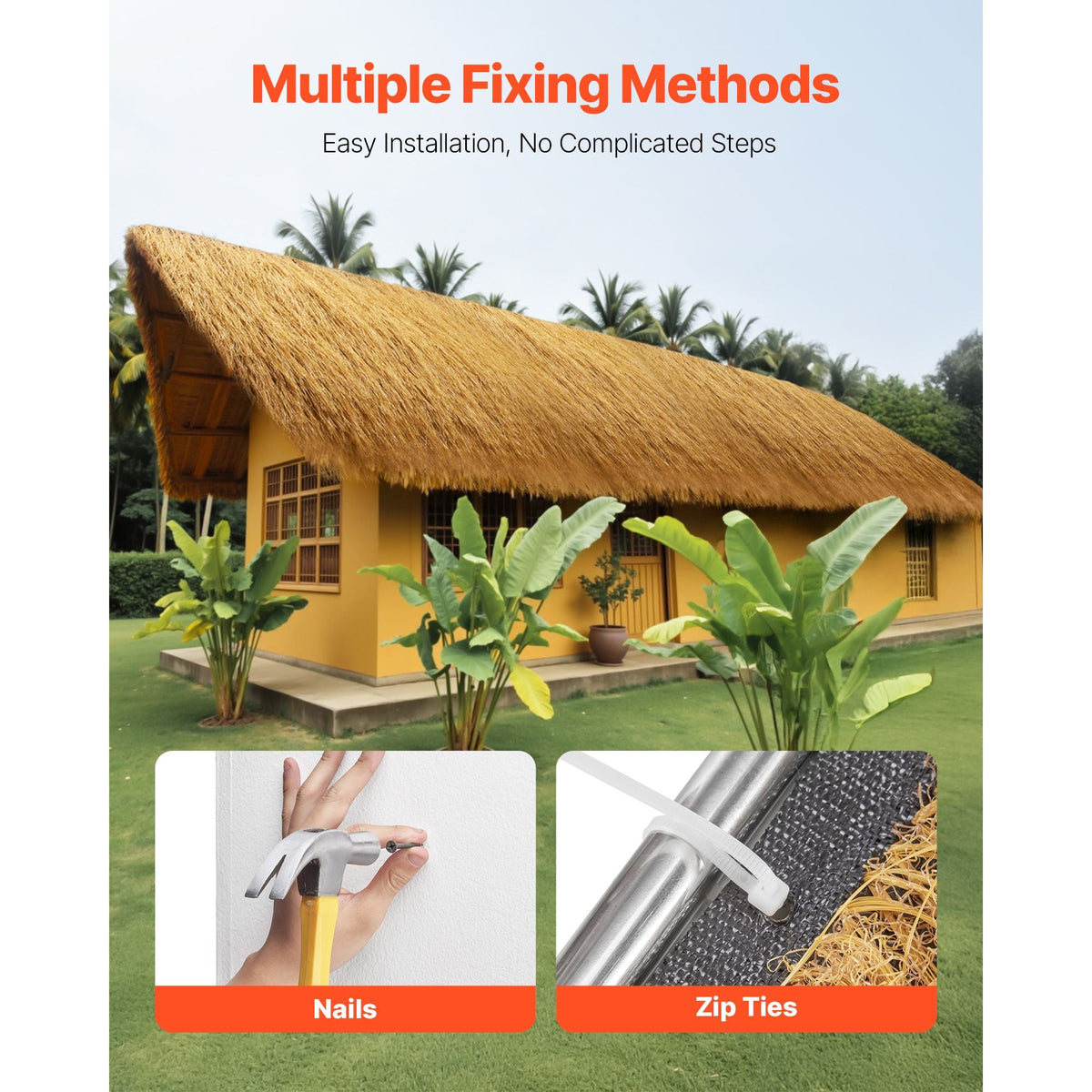 Artificial Thatch Grass Roof, 1.6 x 19.7 ft Tiki Bar Hut Thatch Roofing Roll, Waterproof & Fire-Resistant, Palapa Tiki Roof Mat for Patio Pool Beach Tropical Hawaiian Party Décor