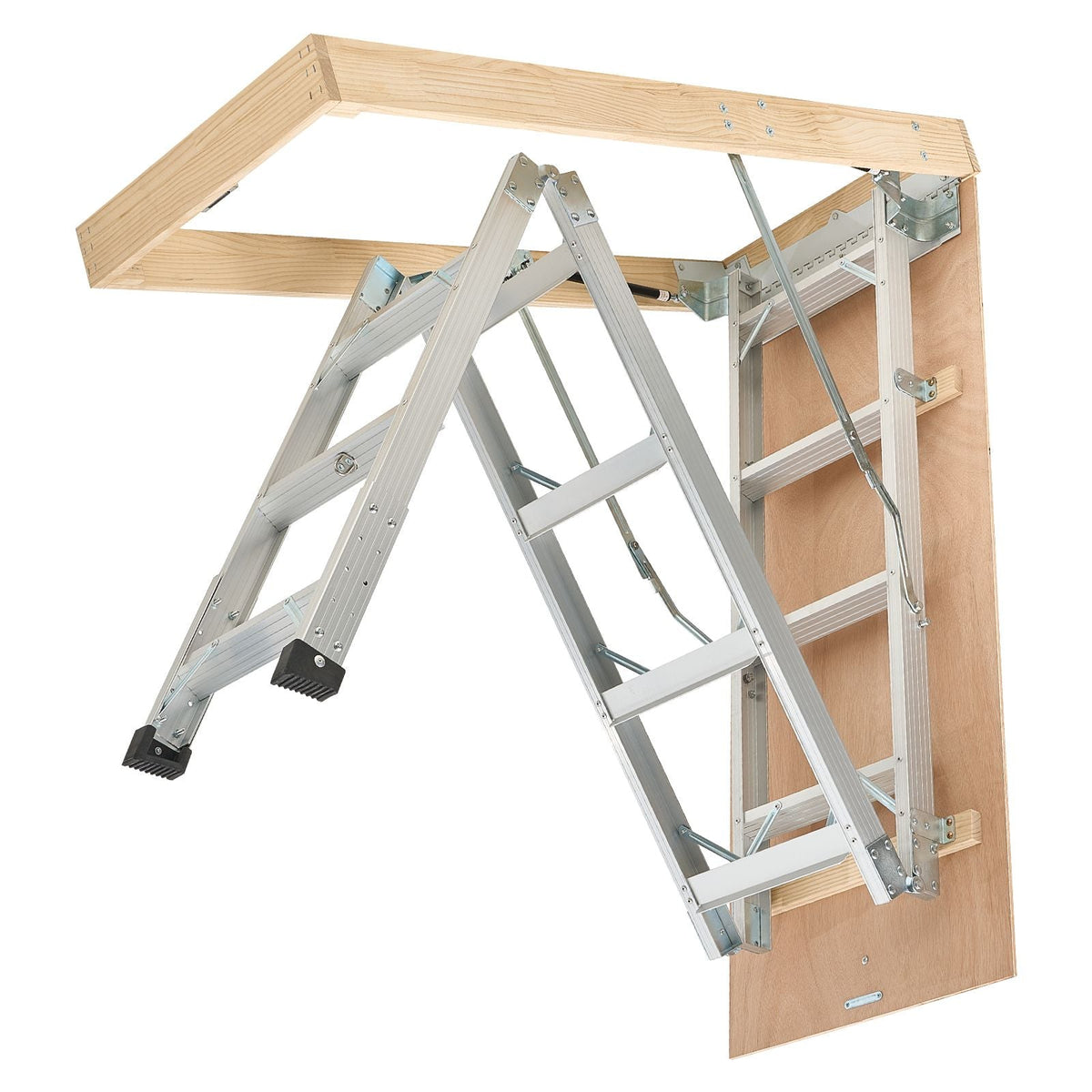Attic Ladder, 375LBS / 170KG Capacity, 9.8 to 10.3 ft / 3 to 3.13 m Height Adjustable, Multi-Purpose Foldable Aluminium Attic Stairs, Fits 7.66 to 10.25 ft Ceiling Heights for Convenient Access