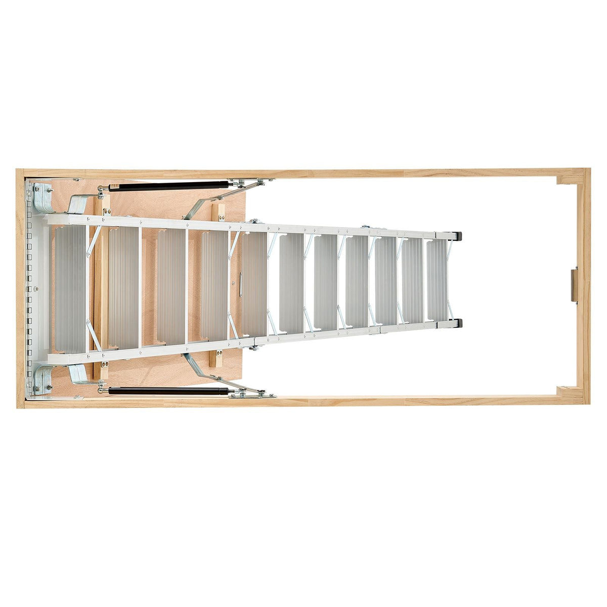 Attic Ladder, 375LBS / 170KG Capacity, 9.8 to 10.3 ft / 3 to 3.13 m Height Adjustable, Multi-Purpose Foldable Aluminium Attic Stairs, Fits 7.66 to 10.25 ft Ceiling Heights for Convenient Access