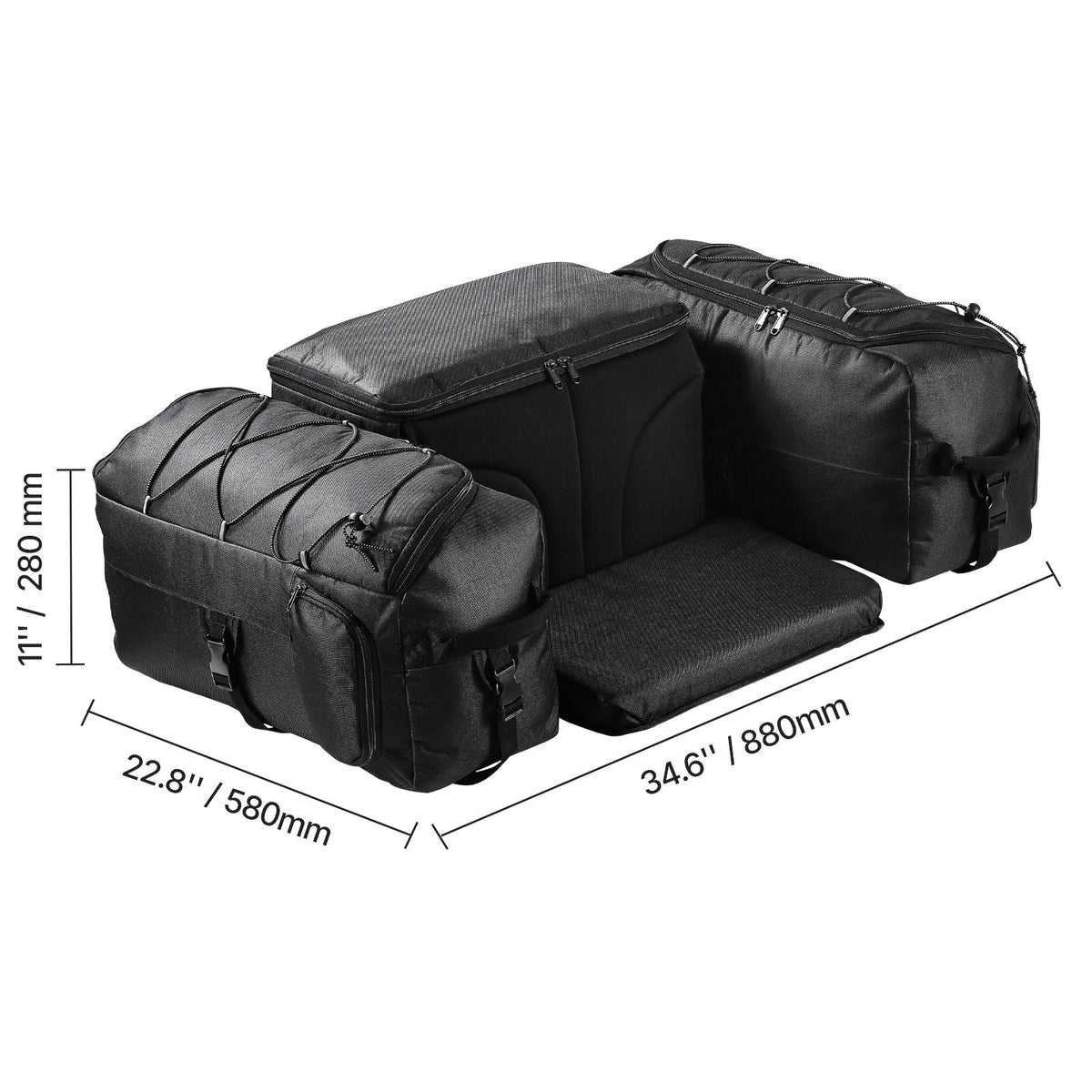 ATV Rear Storage Bag, 74L ATV Rear Cargo Bag with Cooler Insulated Bag, 600D Oxford Cloth Storage Rear Rack Seat Bag Fit Most ATVs with Rear Rack, Compatible with ATV, UTV, Can-Am Vehicles