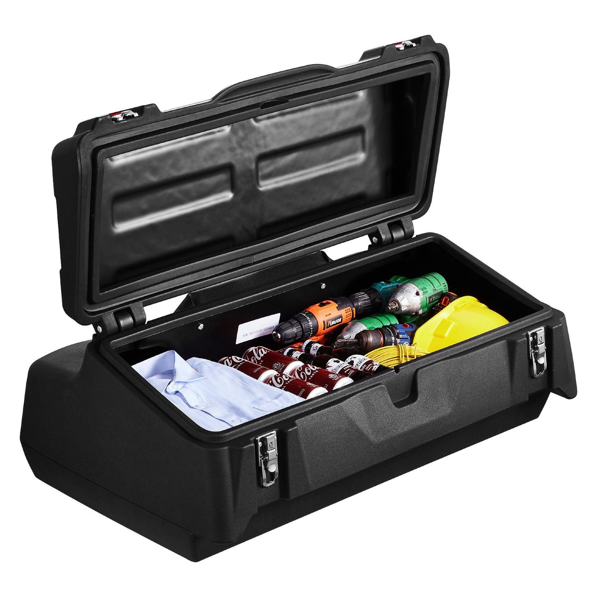 ATV Rear Storage Box, 95L ATV Rear Cargo Box with Padded Backrest, Waterproof LLDPE and Lockable Gear Storage Box Fit Most ATVs with Rear Rack, Compatible with ATV, UTV, Can-Am Vehicles