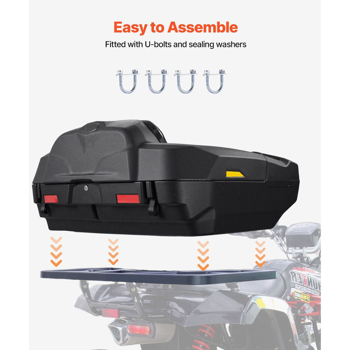 ATV Rear Storage Box and Lounger, 95L ATV Cargo Box with Seat & Backrest, Waterproof LLDPE & Lockable Lounger Storage Box Fit Most ATVs with Rear Rack, Compatible with ATV, UTV, Can-Am Vehicles