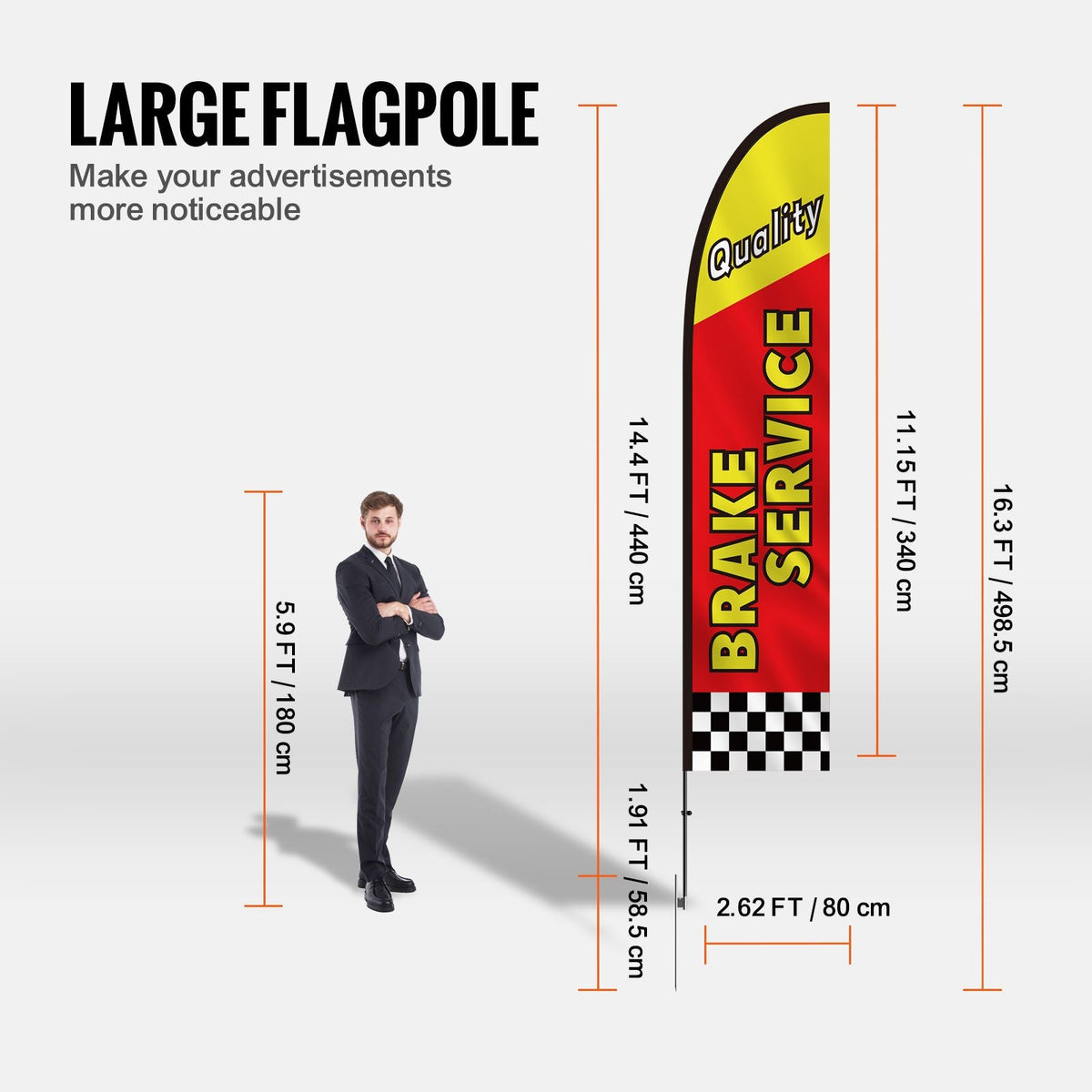 Auto Repair Advertising Feather Flag with Pole Kit, Advertising Flags for Business Outside, Includes 4 Banner Flags, 4 Poles, 4 Ground Stakes, Swooper Flags for Businesses 16.3 FT