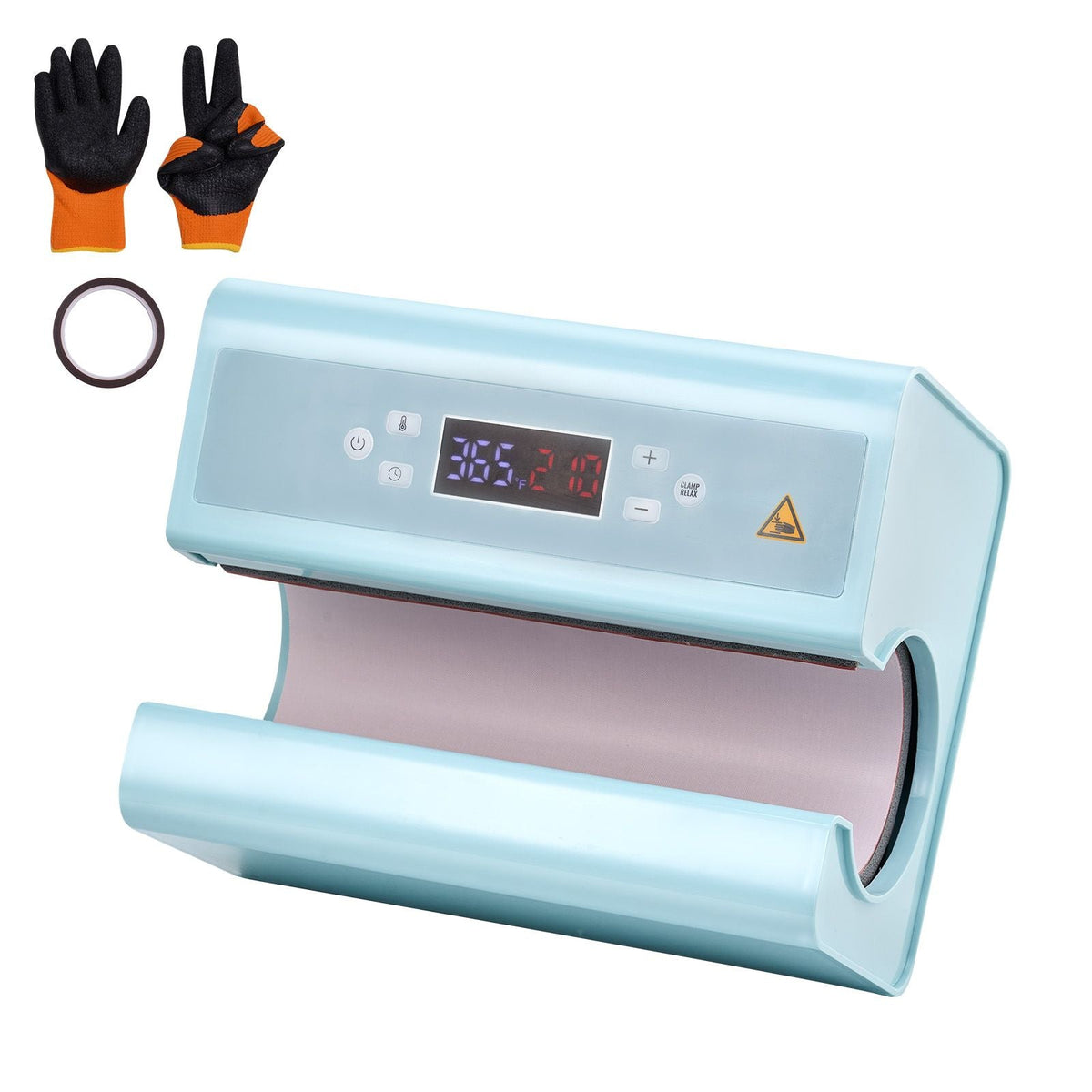 Auto Tumbler Heat Press Machine, Mug Heat Press for 11-30oz Sublimation Tumblers, Heat Up Fast and Even, Tumbler Press with Tape and Glove, Temp and Time Setting, for Tumblers, Cups, Mugs, Blue