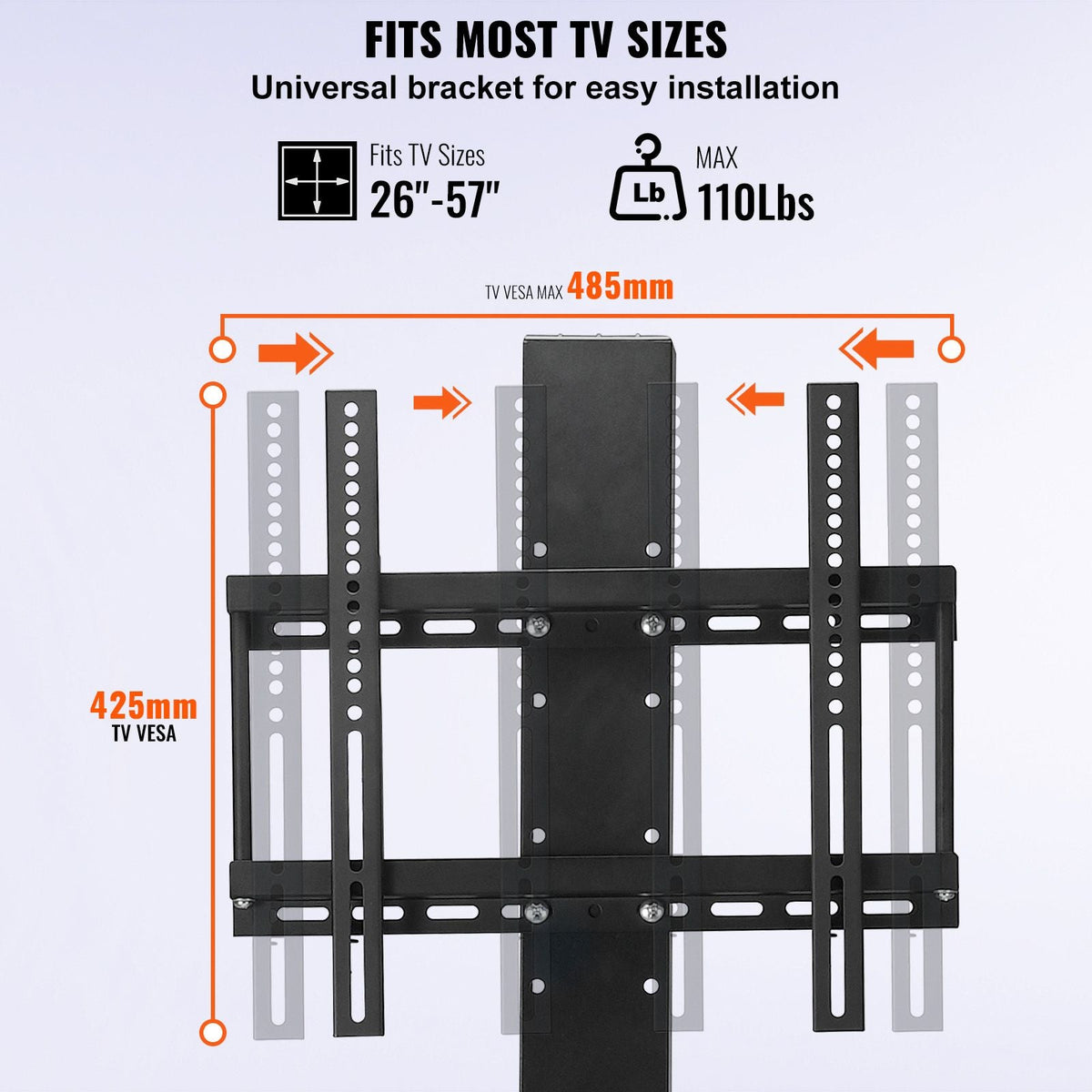 Automated TV Elevator for Up to 50" Screens, 28" Stroke with Adjustable Height from 38" to 65", Remote Controlled, Supports up to 132 lbs